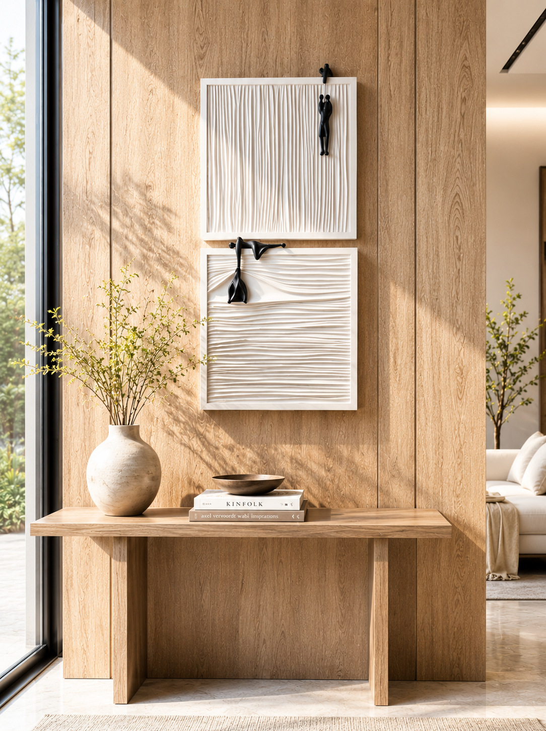 Silent Struggle wooden wall art by The Gharnish featuring an intricate carved wooden frame with abstract design.