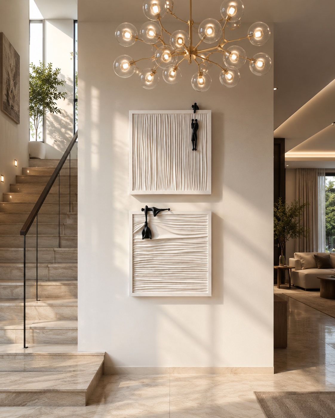 Wooden wall art titled "Silent Struggle" by The Gharnish featuring intricate carved design on natural wood surface.