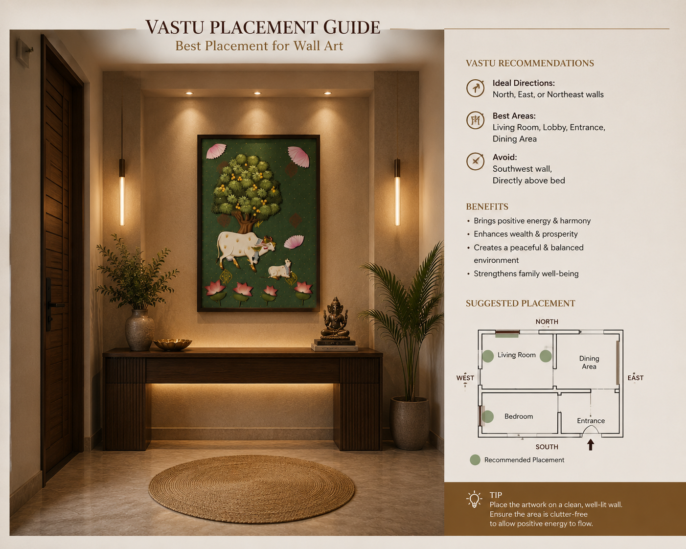 Tree of Abundance & Kamdhenu Wall Décor for Vastu