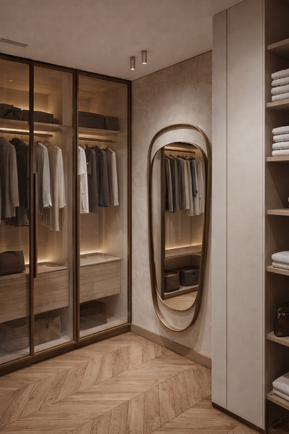 Premium wooden wall mirror with double-layer design from The Gharnish Aura Arch Luxe collection, featuring a stylish arch shape.