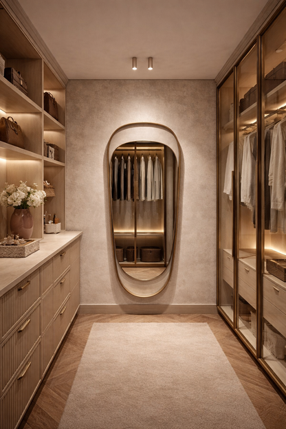 Premium wooden wall mirror by The Gharnish featuring a double-layer design and elegant Aura Arch Luxe style.