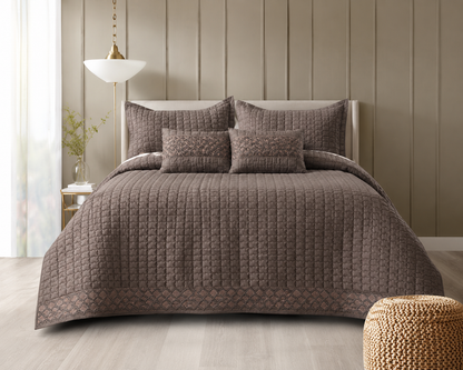 Luxury bedding set by The Gharnish featuring serene wave stitch design, includes five soft, stylish sheets and pillowcases.