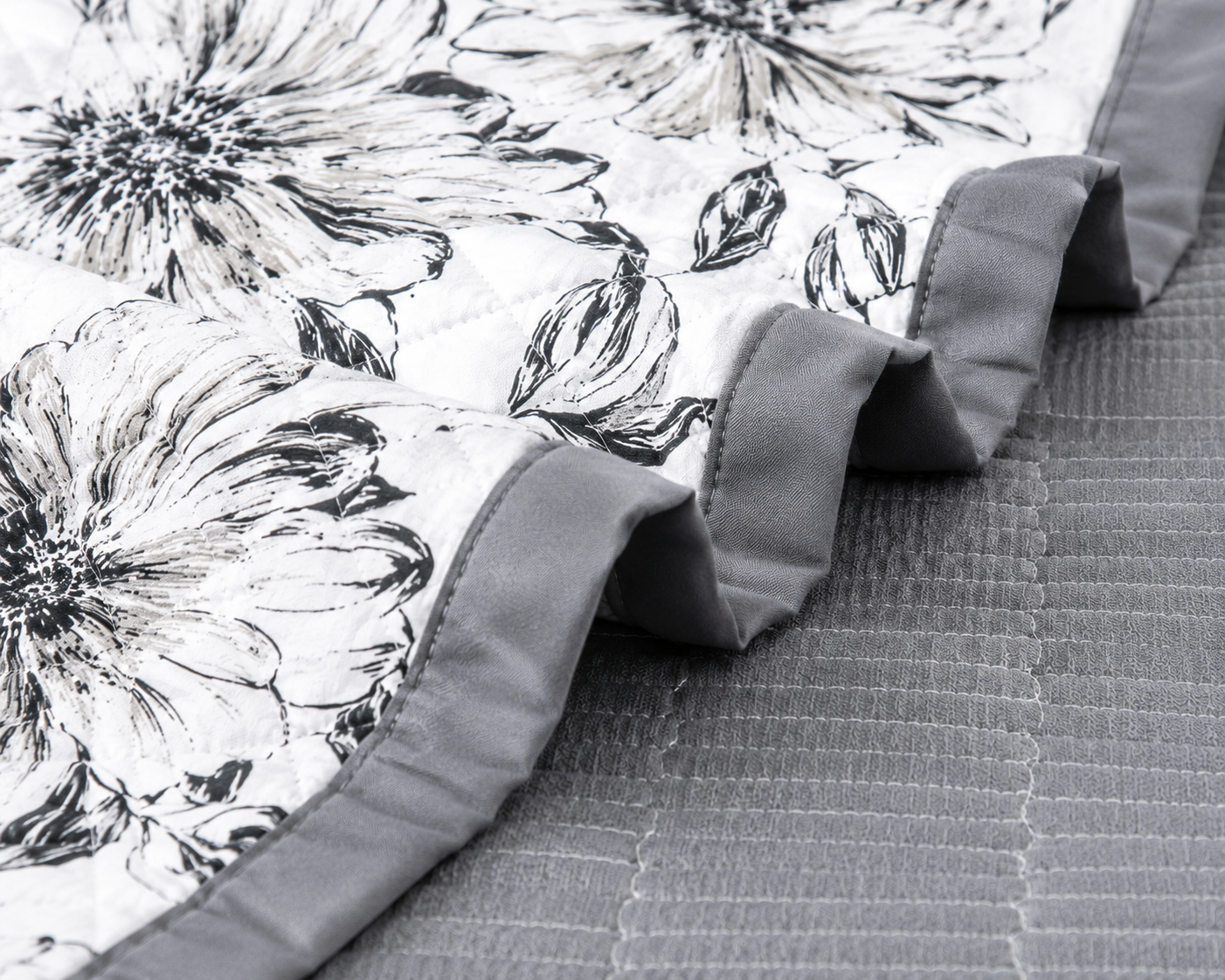 Soft floral bedding set of 3 with quilted bedcover and two matching pillow covers from The Gharnish.