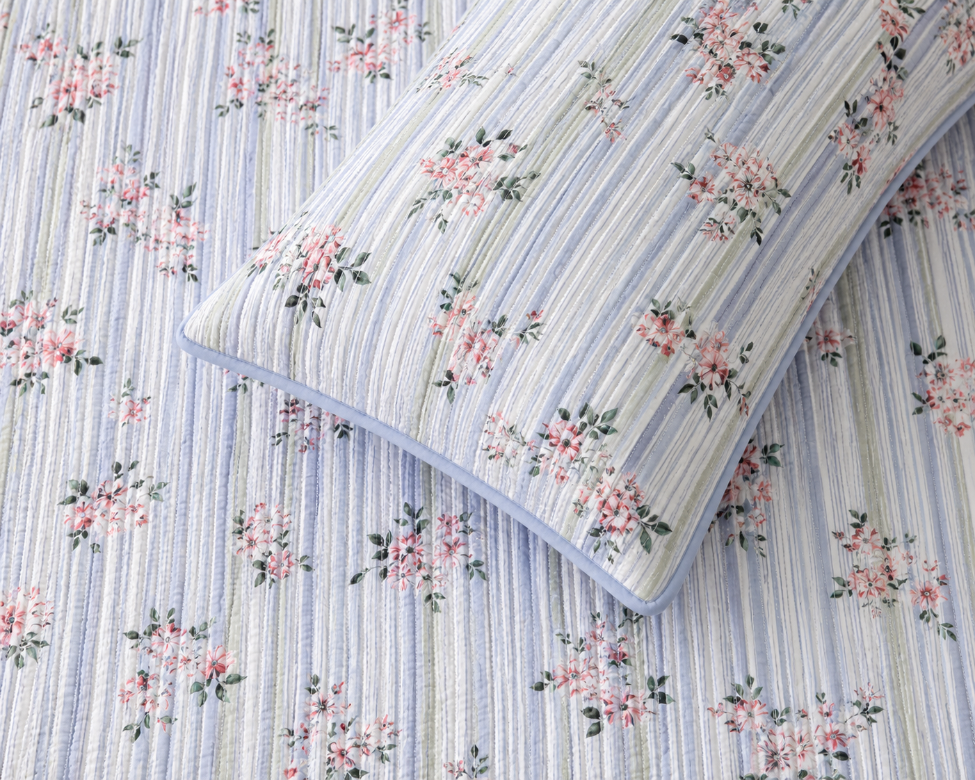 Floral bedding set of 3 pieces by The Gharnish, includes soft quilted bedcover and matching pillow covers.