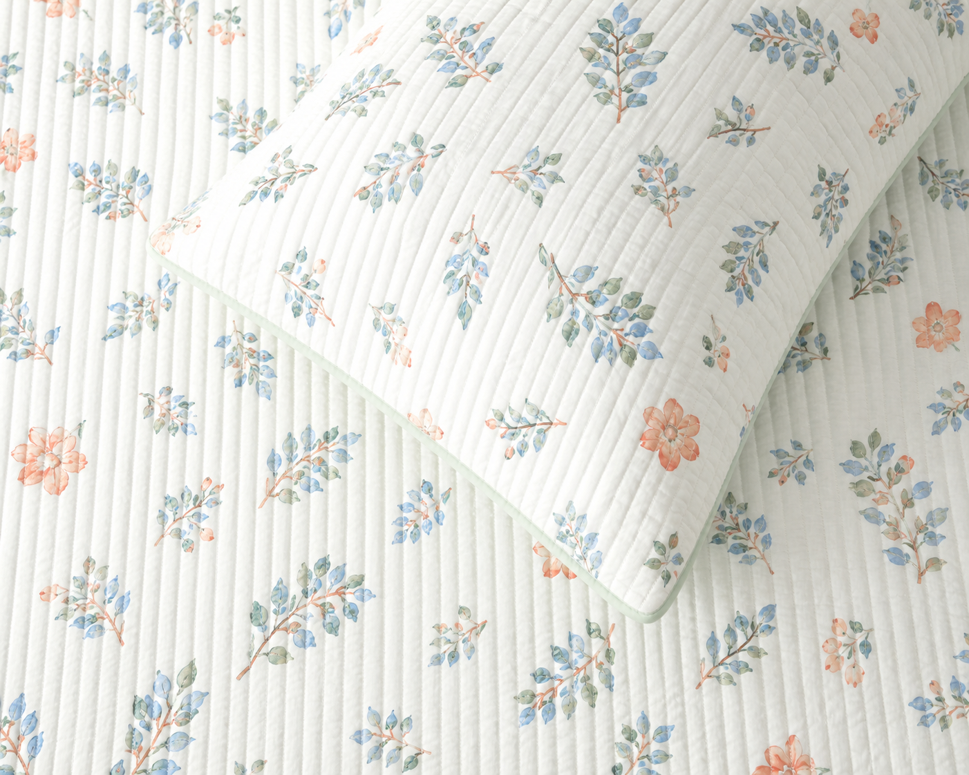 Floral bedding set of 3 with soft quilted bedcover and matching pillow covers by The Gharnish, perfect for a cozy bedroom decor.
