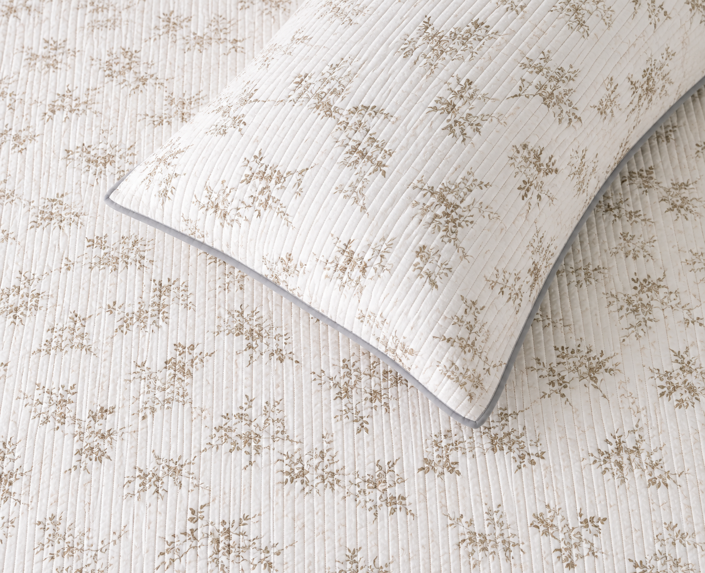 Soft floral bedding set of 3 pieces from The Gharnish, includes quilted bedcover and matching pillow covers, perfect for a cozy bedroom.