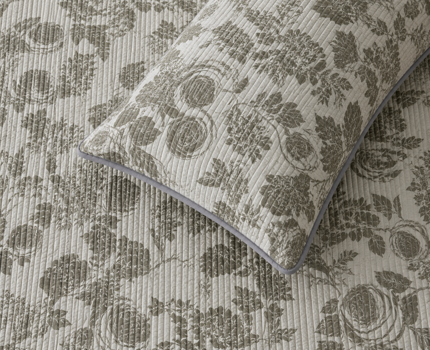 Floral bedding set of 3 with soft quilted bedcover and matching pillow covers by The Gharnish, showcasing colorful floral patterns.