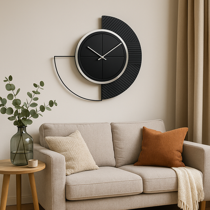 Modern Fusion Half-Moon Wall Clock