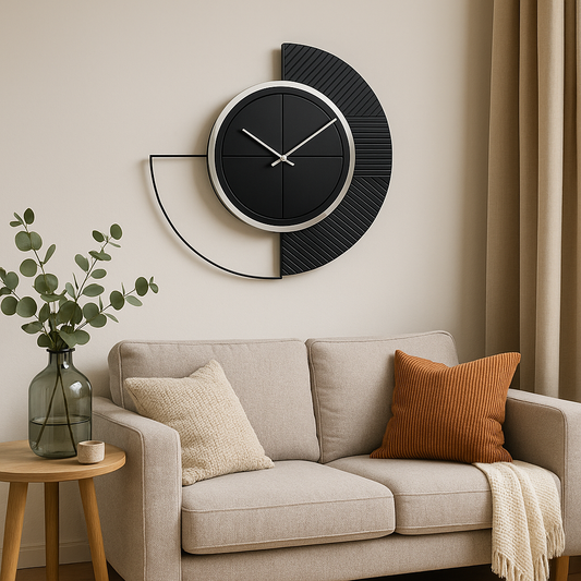 Modern Fusion Half-Moon Wall Clock