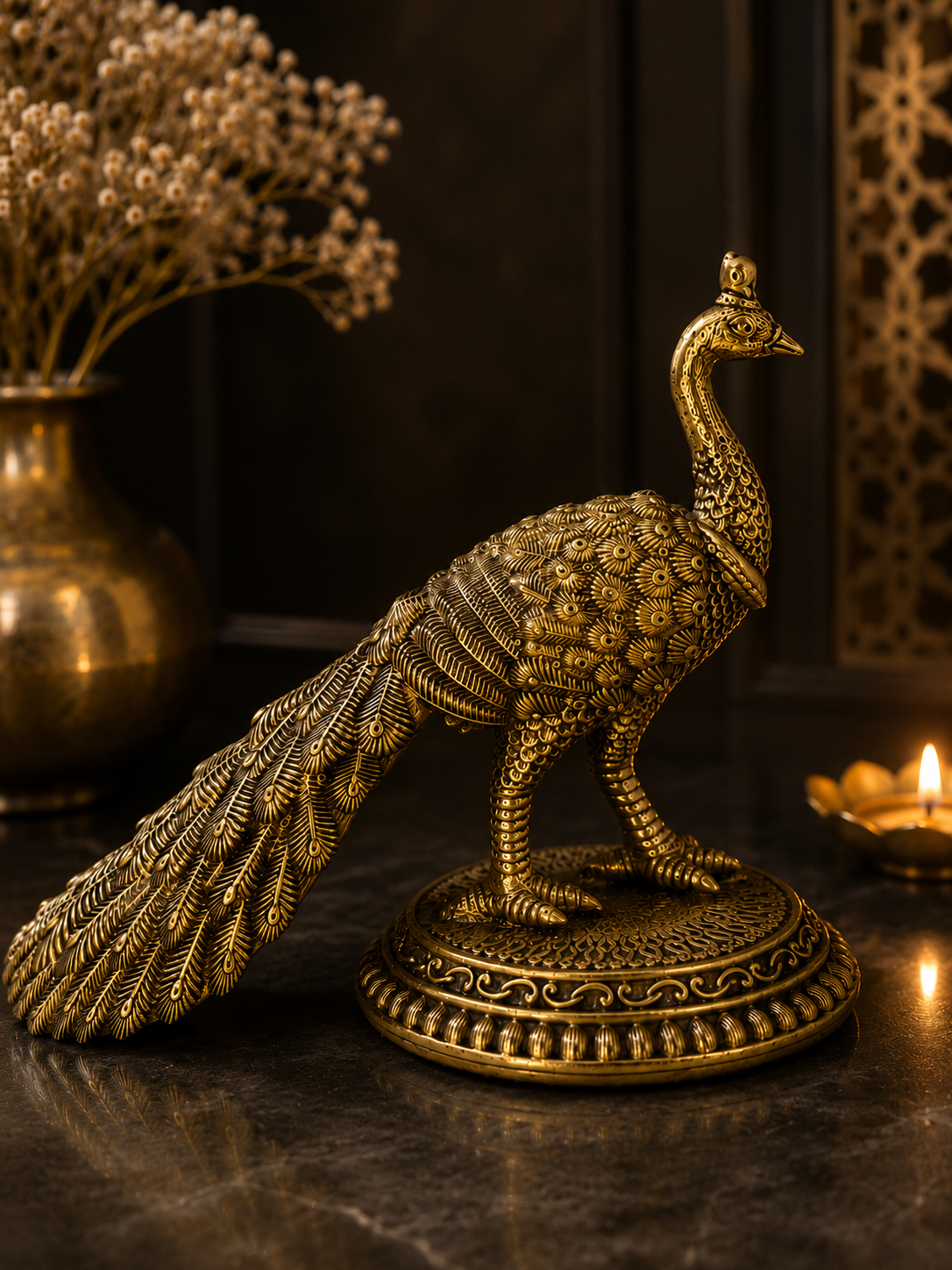 Peacock Brass Artpiece