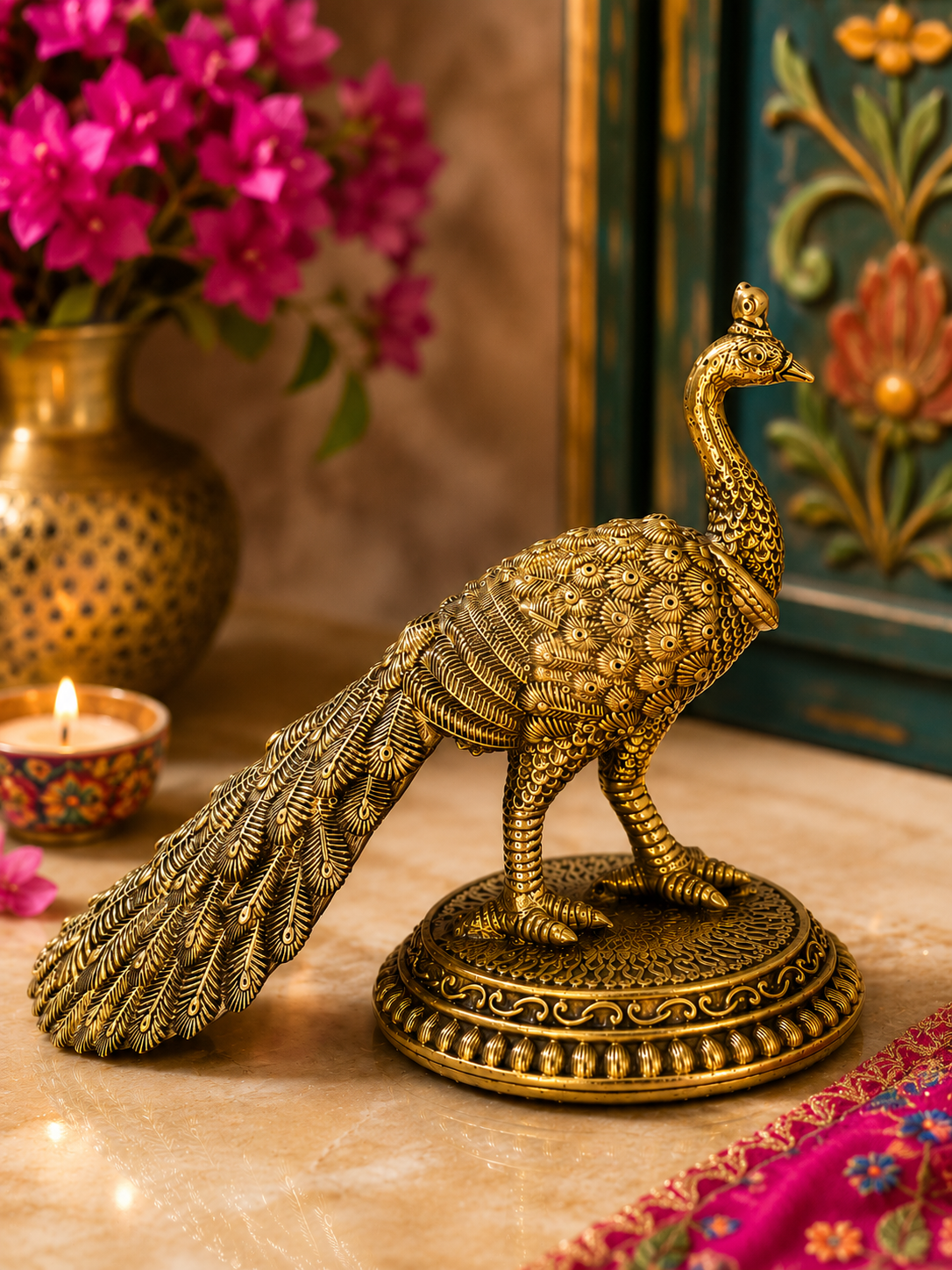 Peacock Brass Artpiece