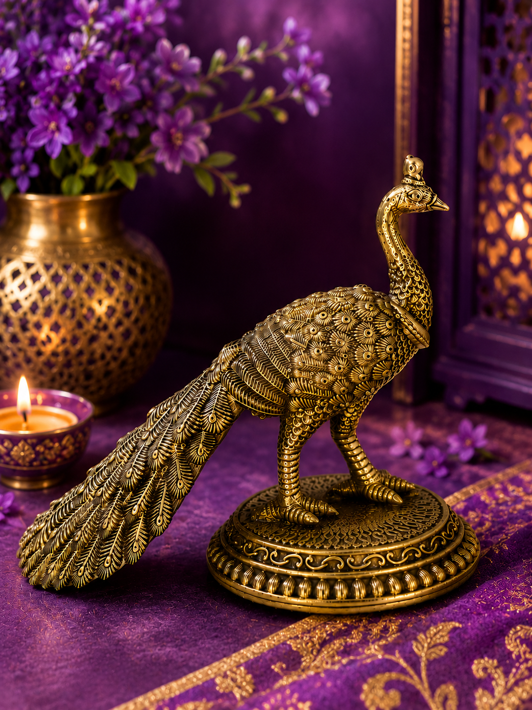Peacock Brass Artpiece
