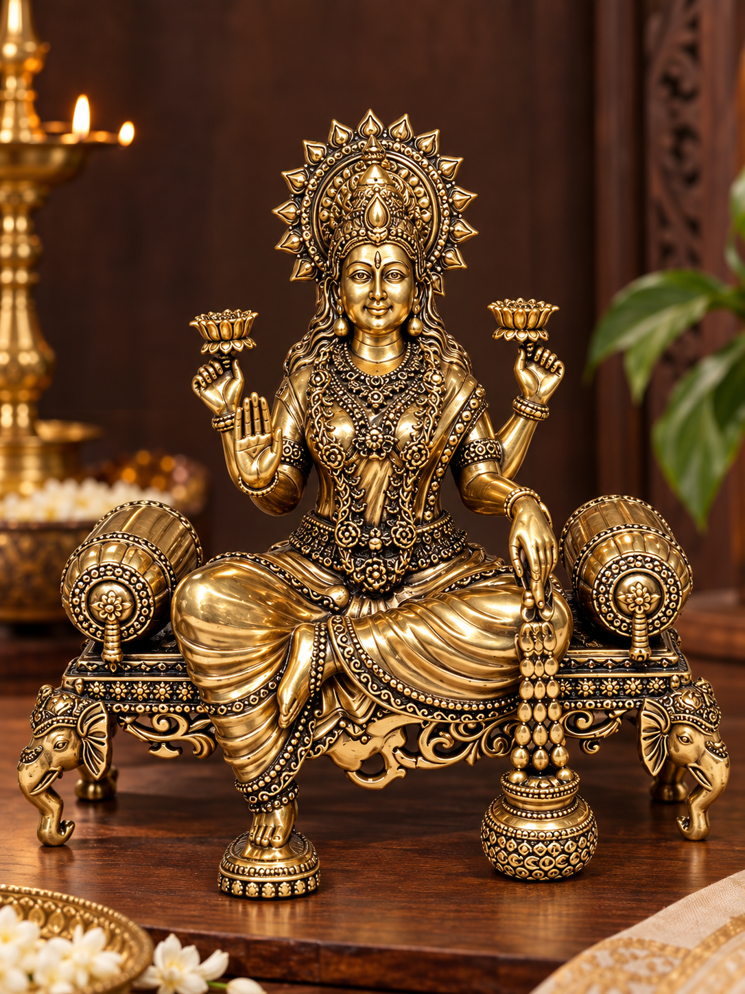 Antique Brass Shri Mahalakshmi Samriddhi Murti