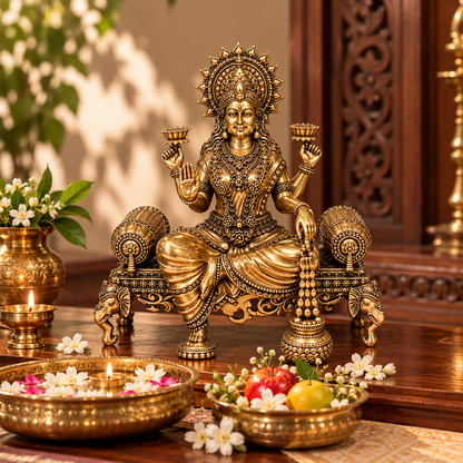Antique Brass Shri Mahalakshmi Samriddhi Murti