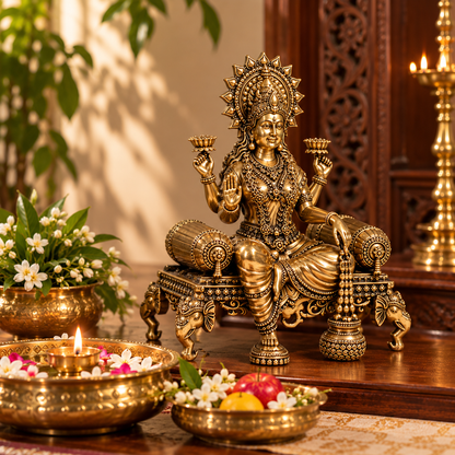 Antique Brass Shri Mahalakshmi Samriddhi Murti