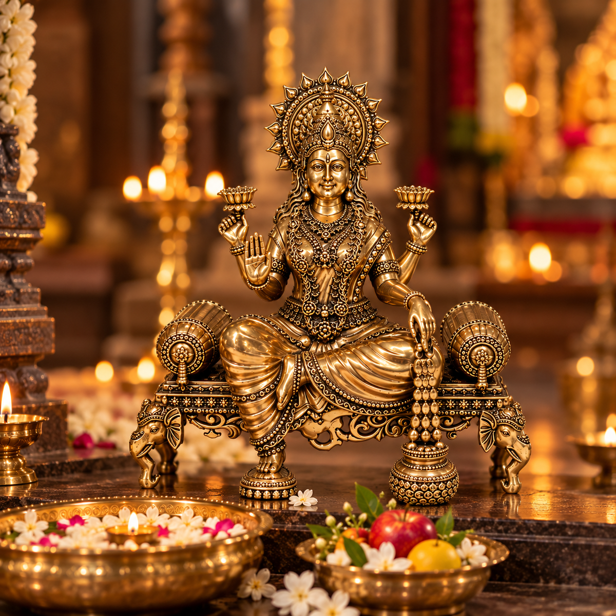 Antique Brass Shri Mahalakshmi Samriddhi Murti