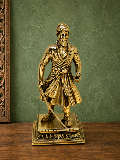 Chatrapati Shivaji Maharaj Brass Statue – Handcrafted Maratha Warrior Idol