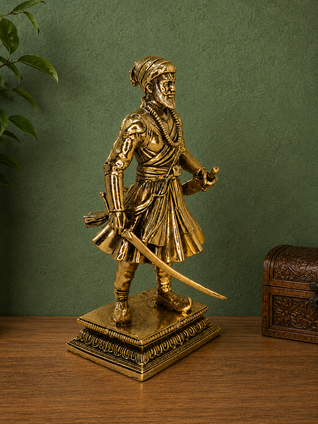 Chatrapati Shivaji Maharaj Brass Statue – Handcrafted Maratha Warrior Idol