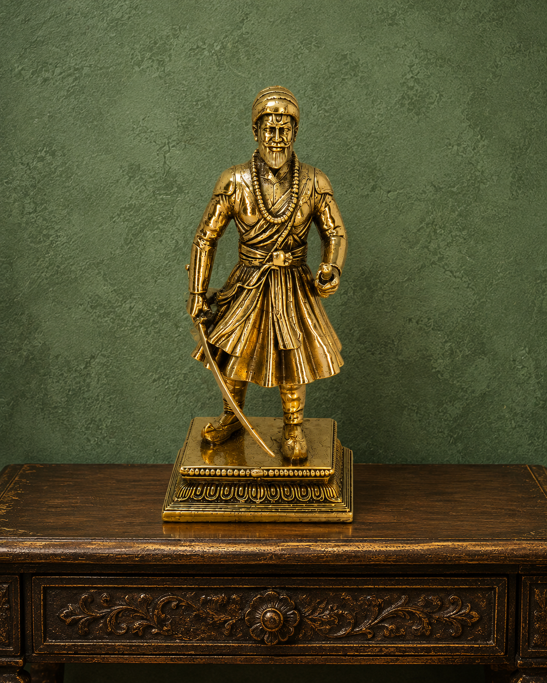 Chatrapati Shivaji Maharaj Brass Statue – Handcrafted Maratha Warrior Idol