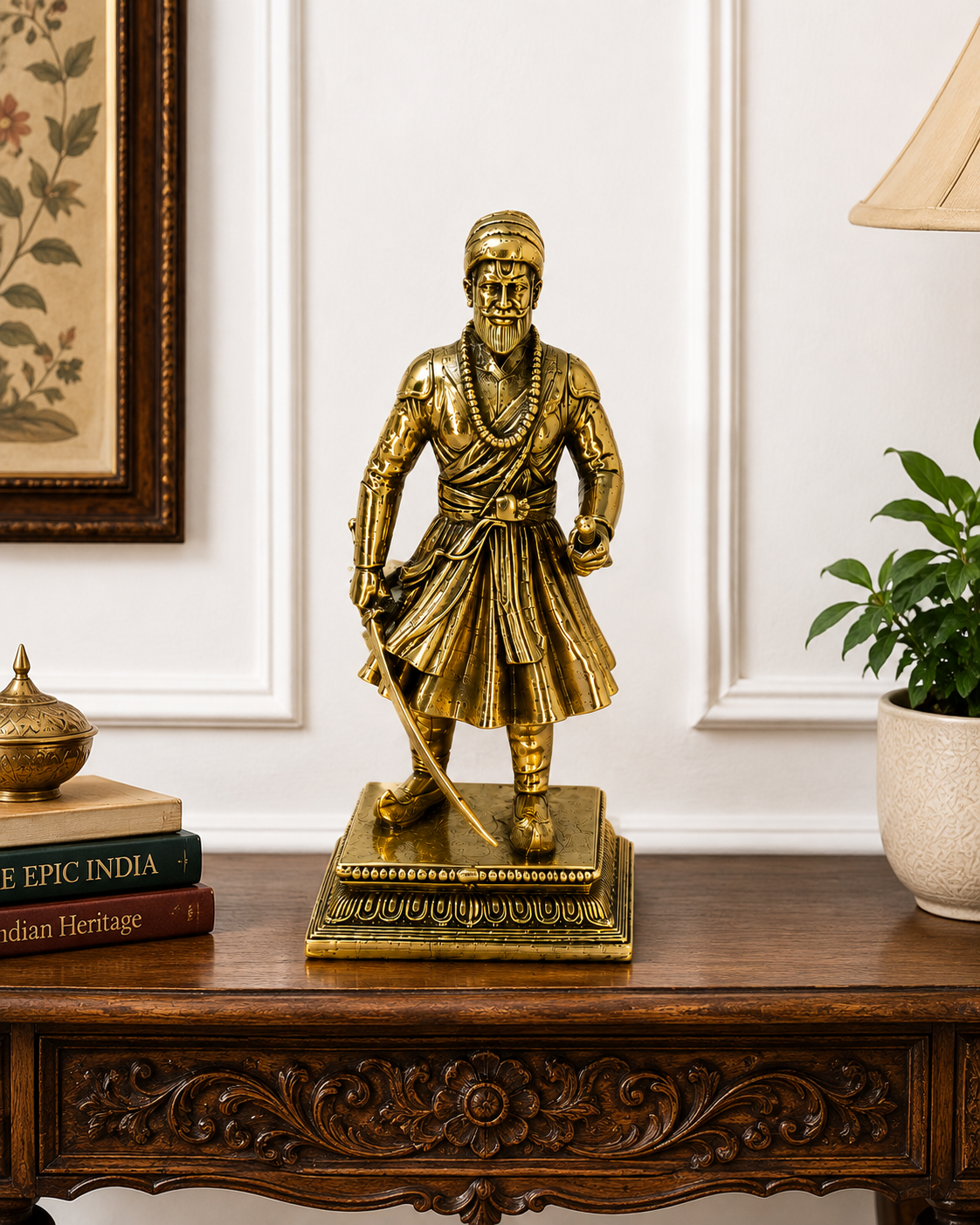 Chatrapati Shivaji Maharaj Brass Statue – Handcrafted Maratha Warrior Idol