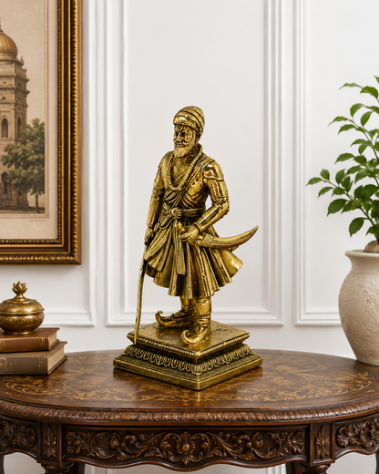 Chatrapati Shivaji Maharaj Brass Statue – Handcrafted Maratha Warrior Idol