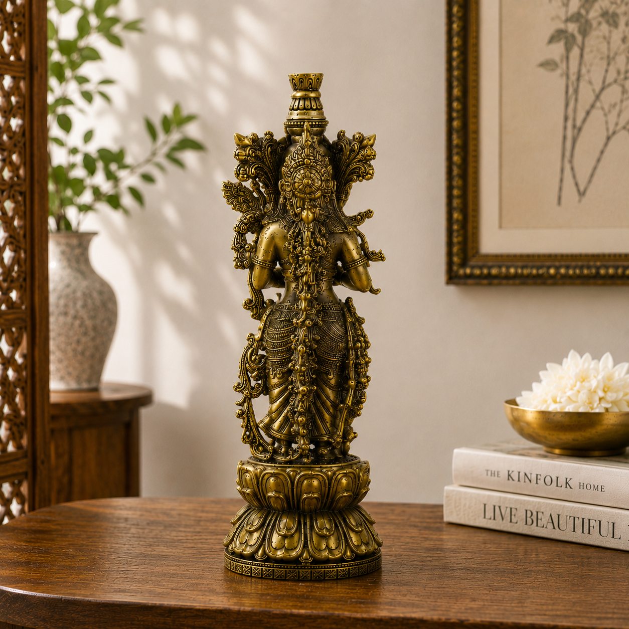 Antique Brass Radha Rani Idol – Handcrafted Radha Statue for Home Décor & Puja