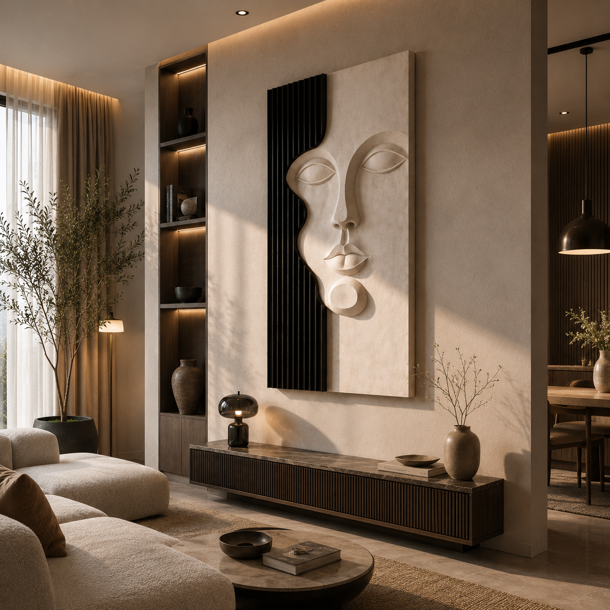 Sculpted Grace 3D Modern Abstract Face Wall Art – Minimalist Textured Wall Decor