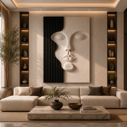 Sculpted Grace 3D Modern Abstract Face Wall Art – Minimalist Textured Wall Decor