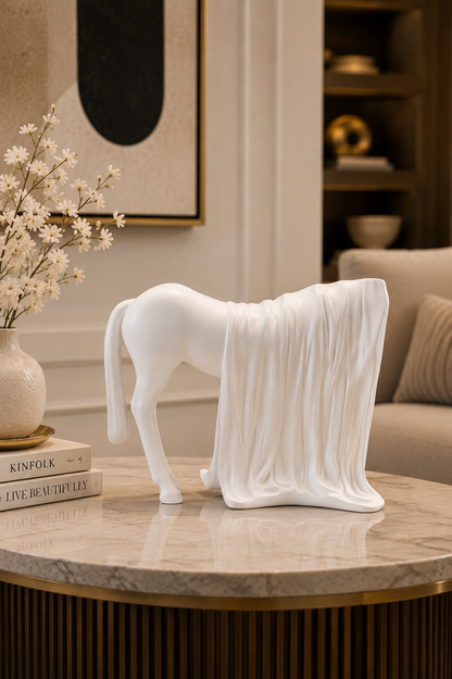 Modern horse statue decorative showpiece from The Gharnish, detailed animal figurine for living room decor.