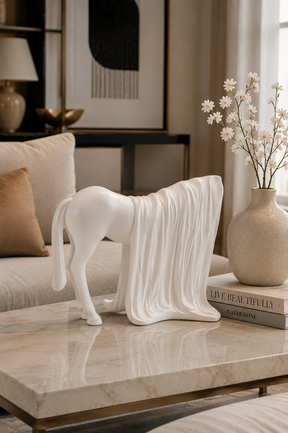 Modern horse statue decorative showpiece by The Gharnish, detailed animal figurine for living room decor.