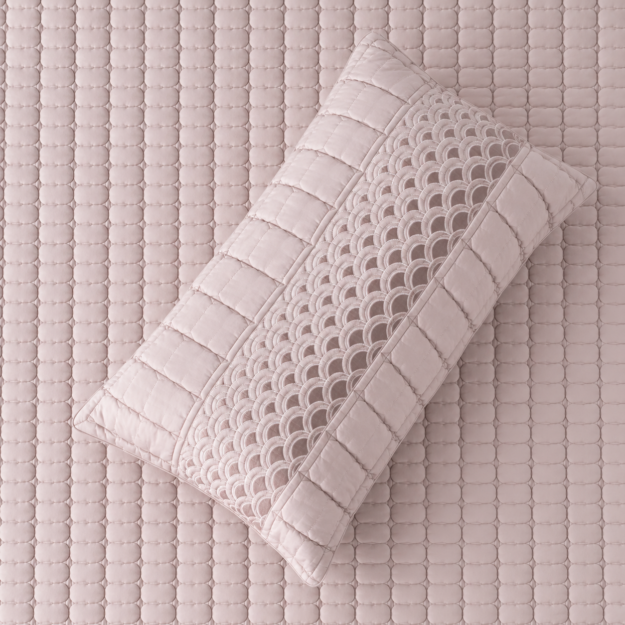 Luxury Serene Wave Stitch bedding set by The Gharnish, featuring five pieces with elegant wave patterns and soft, high-quality fabric.