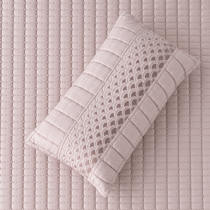 Luxury Serene Wave Stitch bedding set by The Gharnish, featuring five pieces with elegant wave patterns and soft, high-quality fabric.