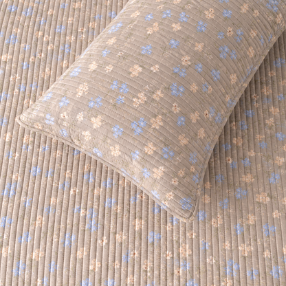 Soft floral bedding set of 3 pieces from The Gharnish, includes quilted bedcover and two matching pillow covers.