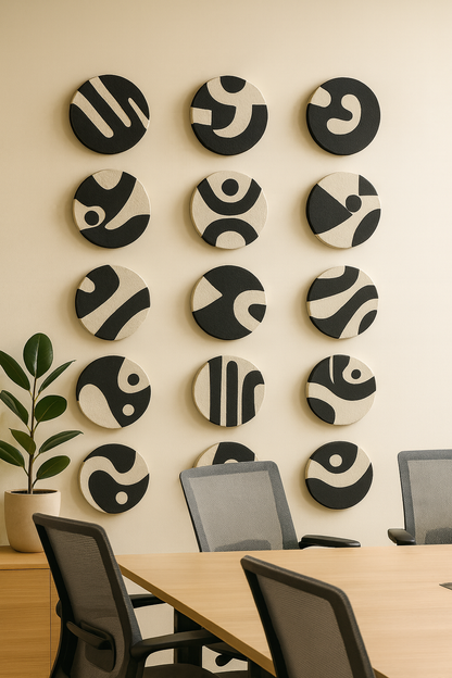 Wooden Textured Symbolic Wall Art - Set of 12