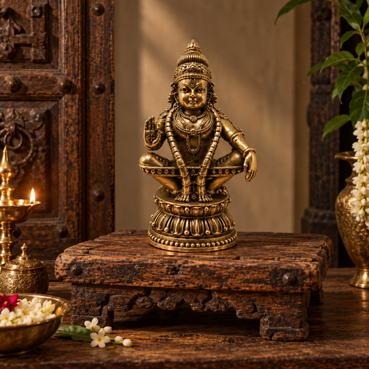 Sri Ayyappa Swamy Antique Brass Idol