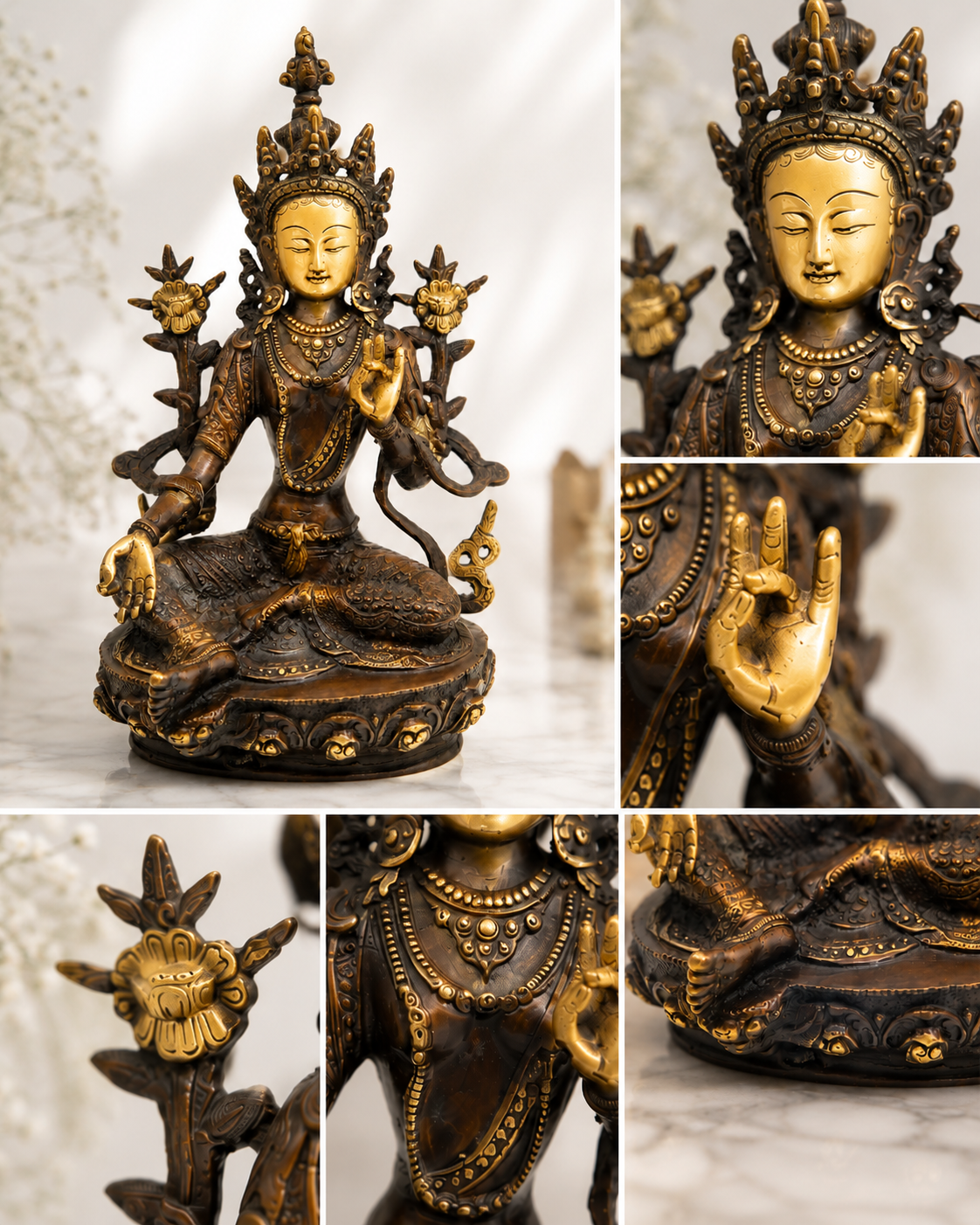 Fine Brass Tara Devi Statue - Handcrafted Buddhist Deity Idol