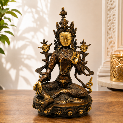 Fine Brass Tara Devi Statue - Handcrafted Buddhist Deity Idol