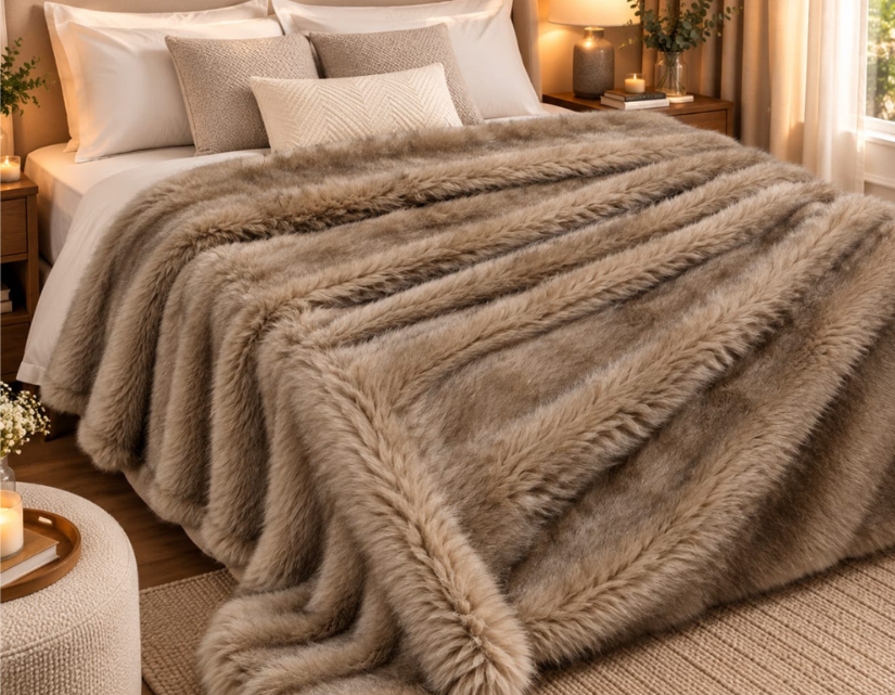 Luxury Faux Fur Winter Blanket – Ultra Soft Plush Warm Throw for Bed & Home