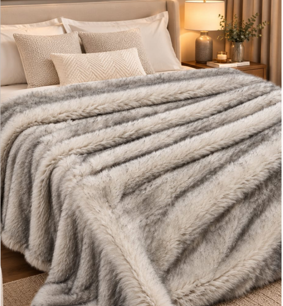 Luxury Faux Fur Winter Blanket – Ultra Soft Plush Warm Throw for Bed & Home