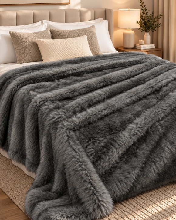 Luxury Faux Fur Winter Blanket – Ultra Soft Plush Warm Throw for Bed & Home