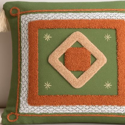 Handblocked 100% Cotton Tufted Cushion set of 2 - The Gharnish - A Unit of Satkala Creations