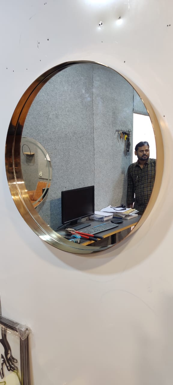 Modern Black Effinito Wall Mirror – Sleek Metal Frame Mirror for Bathroom, Bedroom & Living Room Decor - The Gharnish - A Unit of Satkala Creations