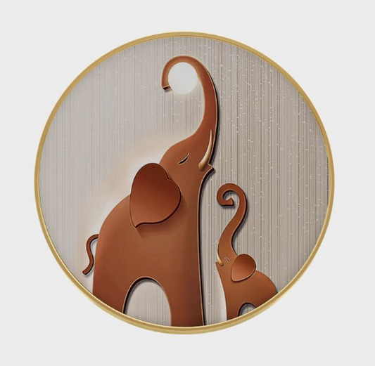 Elephant Family Wall Art with Lighting 