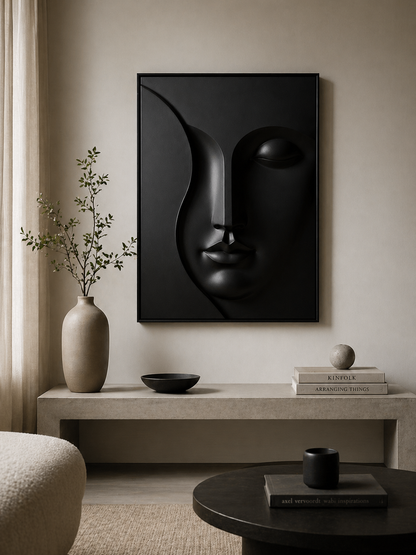 Abstract wooden wall art featuring a modern face design, part of The Gharnish Eclipse Face 3D wall art collection.