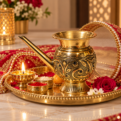 Auspicious Brass Kalash for Karwa Chauth