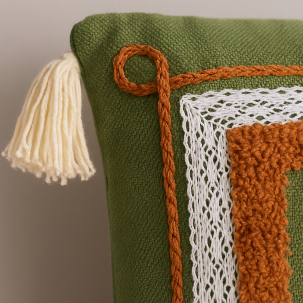 Handblocked 100% Cotton Tufted Cushion set of 2 - The Gharnish - A Unit of Satkala Creations