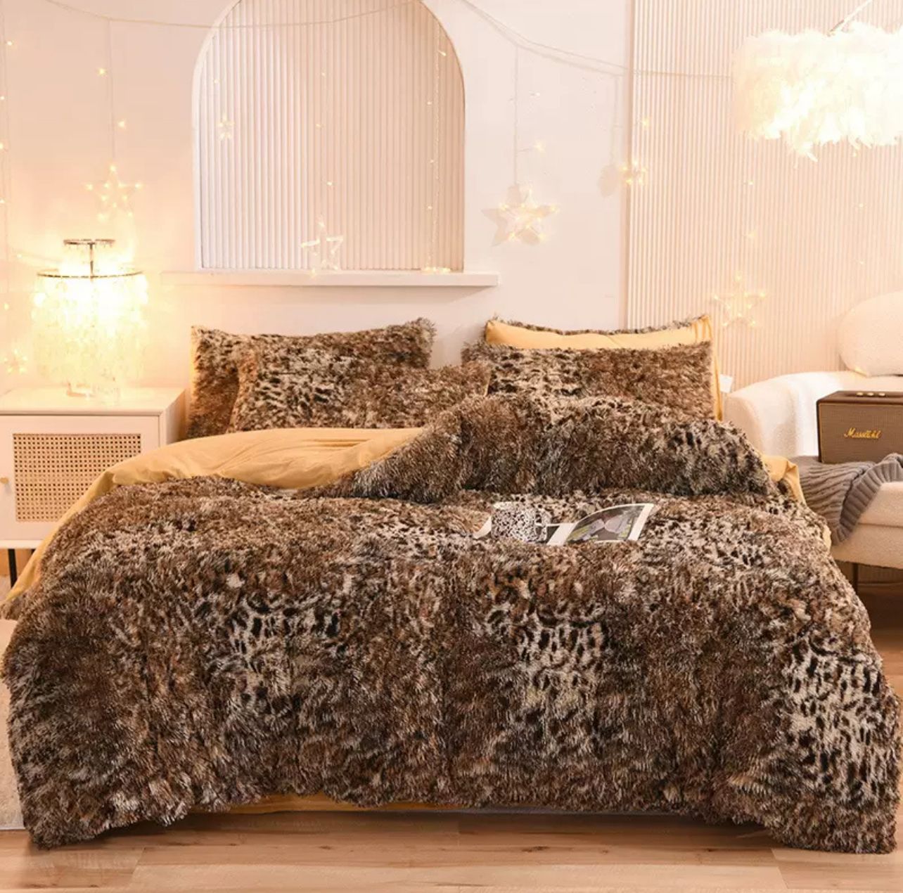 Cozy Caramel Cloud Russian Fur Blanket - The Gharnish - A Unit of Satkala Creations