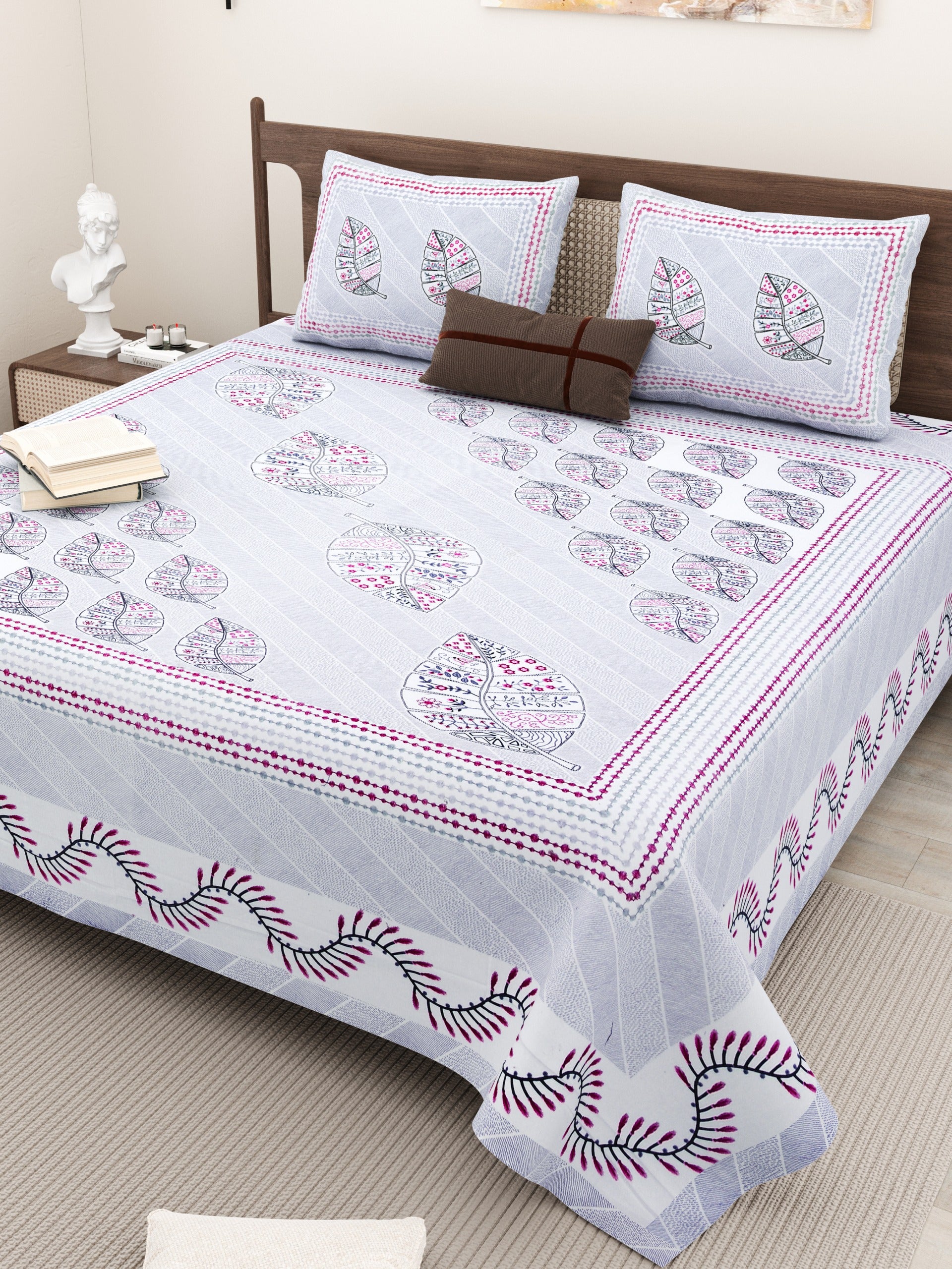  ALL NEW PURE COTTON 
JAIPURI PRINT KING SIZE
DOUBLE BED BEDSHEET SET.