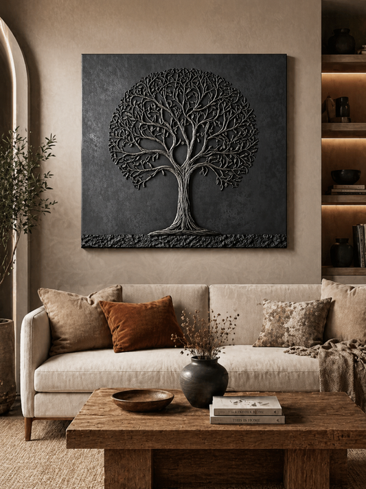 Kalpataru wooden wall art by The Gharnish, Vastu home decor piece featuring intricate wooden craftsmanship.