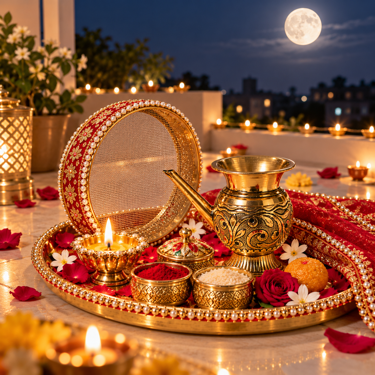 Auspicious Brass Kalash for Karwa Chauth